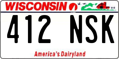 WI license plate 412NSK