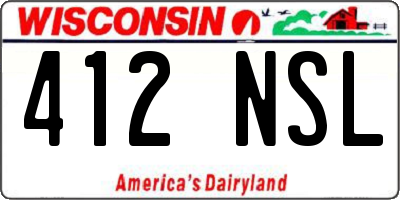 WI license plate 412NSL