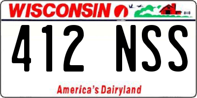 WI license plate 412NSS