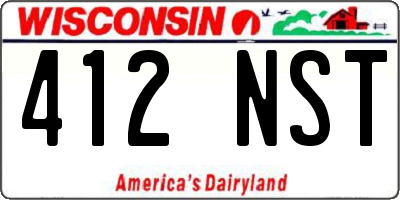 WI license plate 412NST