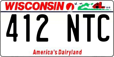 WI license plate 412NTC