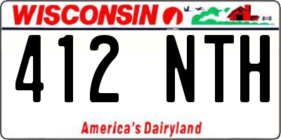 WI license plate 412NTH