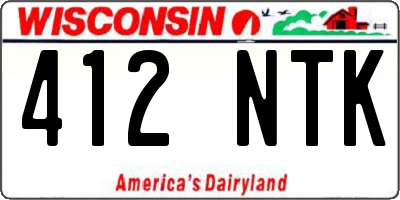 WI license plate 412NTK