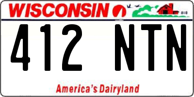 WI license plate 412NTN
