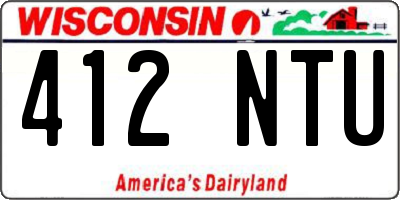 WI license plate 412NTU
