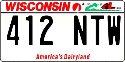WI license plate 412NTW