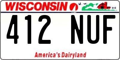 WI license plate 412NUF