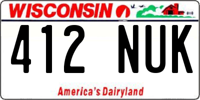 WI license plate 412NUK