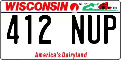 WI license plate 412NUP