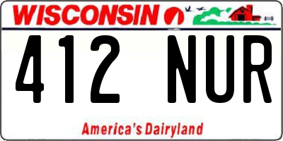 WI license plate 412NUR