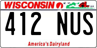 WI license plate 412NUS