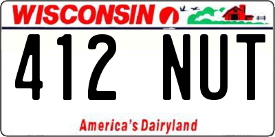 WI license plate 412NUT