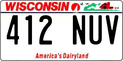 WI license plate 412NUV