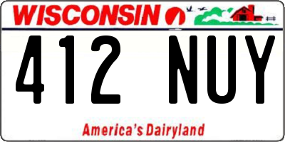 WI license plate 412NUY