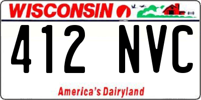 WI license plate 412NVC