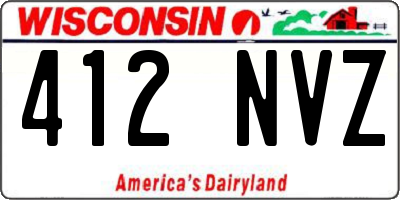 WI license plate 412NVZ