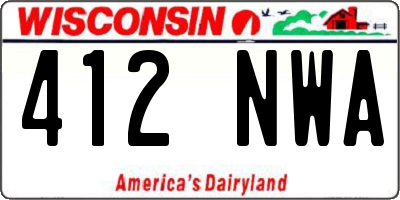 WI license plate 412NWA