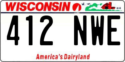 WI license plate 412NWE