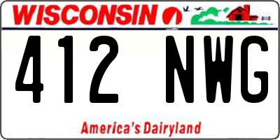 WI license plate 412NWG