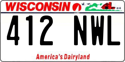 WI license plate 412NWL