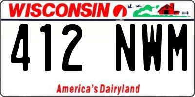 WI license plate 412NWM
