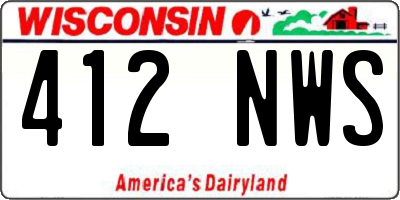 WI license plate 412NWS