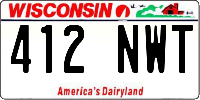 WI license plate 412NWT