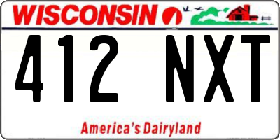 WI license plate 412NXT