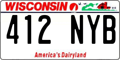 WI license plate 412NYB