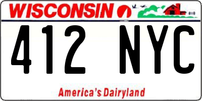 WI license plate 412NYC
