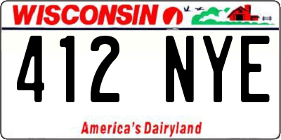 WI license plate 412NYE