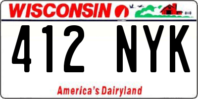 WI license plate 412NYK