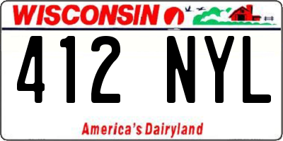 WI license plate 412NYL