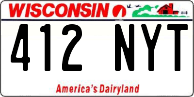 WI license plate 412NYT