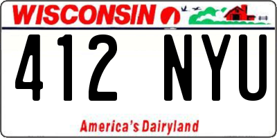 WI license plate 412NYU