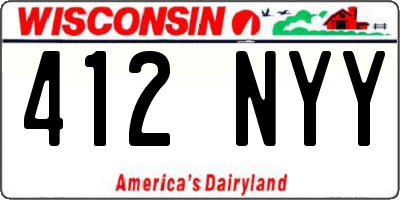 WI license plate 412NYY