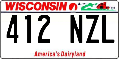 WI license plate 412NZL