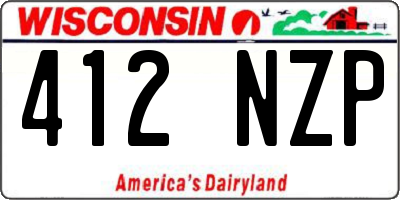WI license plate 412NZP