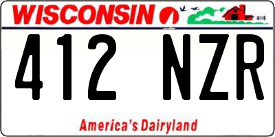 WI license plate 412NZR