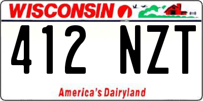 WI license plate 412NZT