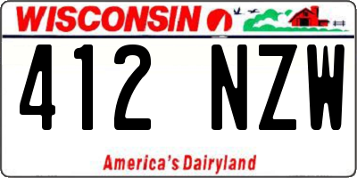 WI license plate 412NZW