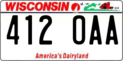 WI license plate 412OAA