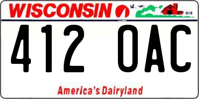WI license plate 412OAC