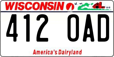 WI license plate 412OAD