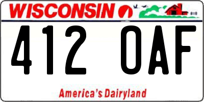 WI license plate 412OAF