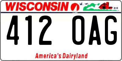 WI license plate 412OAG
