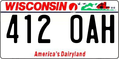 WI license plate 412OAH