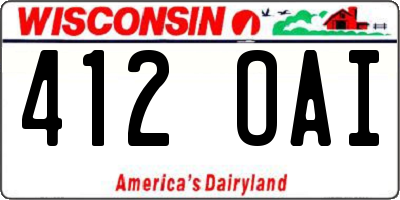 WI license plate 412OAI