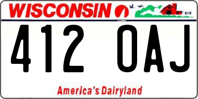 WI license plate 412OAJ