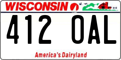 WI license plate 412OAL
